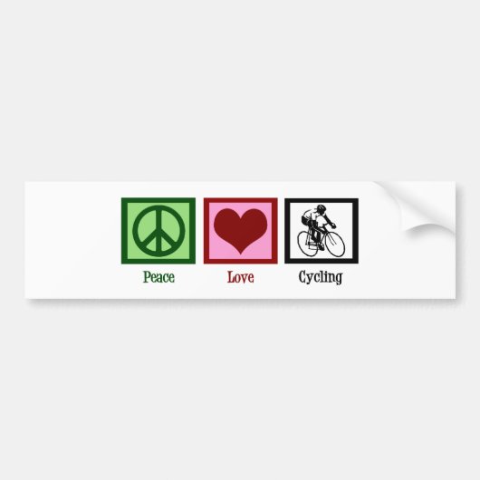 Peace Love Cycling Bumpersticker (Voorkant)