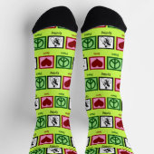 Peace Love Cycling Cute Neon Yellow Cyclist Sokken (Top)