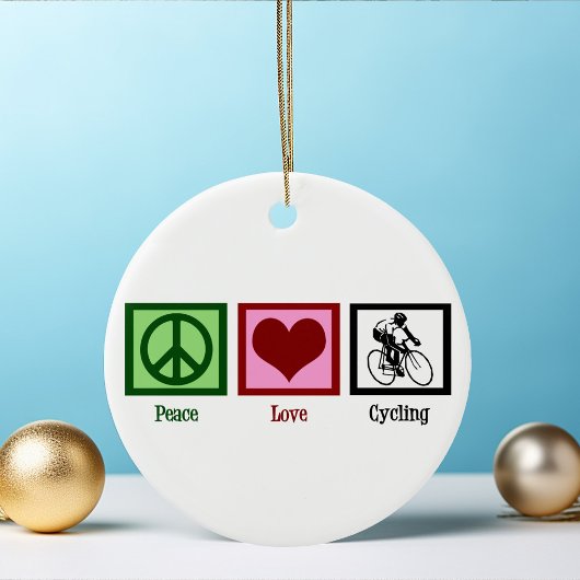 Peace Love Cycling Keramisch Ornament