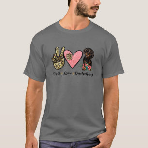 Peace Love Dachshund Dierenvriend Pet Dog Leopard T-shirt