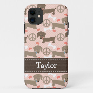 Peace Love Dachshund Doxies iPhone 11 Hoesje