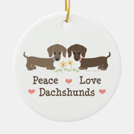 Peace Love Dachshunds Ornament (Voorkant)