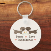Peace Love Dachshunds Sleutelhanger (Voorkant)