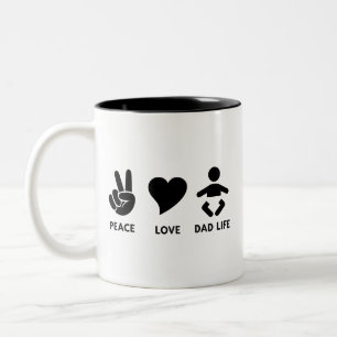 Peace Love Dad Life Funny New Dad Vaderdag Tweekleurige Koffiemok