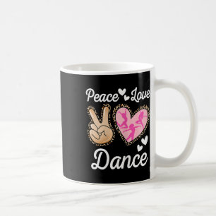 Peace Love Dance Leopard Print Women Mam Girls Dan Koffiemok