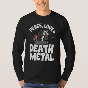 Peace Love & Death Metal Opossum Gothic Punk Rock T-shirt