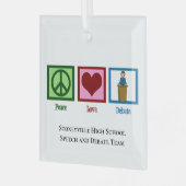 Peace Love Debat Team Custom Kerstmis Glas Ornament (Voorkant links)