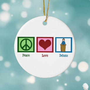 Peace Love Debat Team Cute Kerstmis Keramisch Ornament