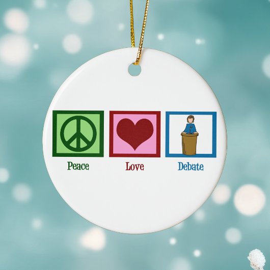 Peace Love Debat Team Cute Kerstmis Keramisch Ornament