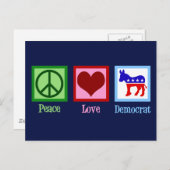 Peace Love Democraat Briefkaart (Voorkant / Achterkant)