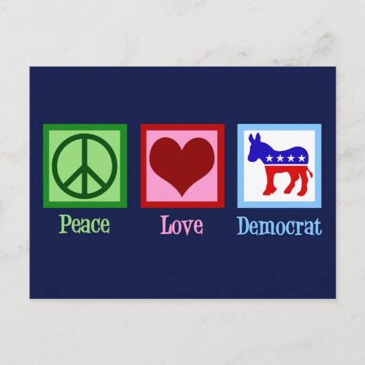 Peace Love Democraat Briefkaart (Voorkant)