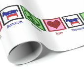 Peace Love Democraat Cadeaupapier (Rol Hoek)