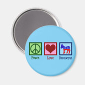 Peace Love Democraat Donkey Schattige Blue Magneet (Voorkant / Achterkant)