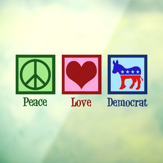 Peace Love Democraat Donkey Schattige Blue Raamsticker (Vel 3)