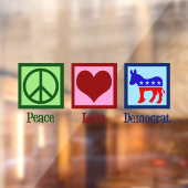 Peace Love Democraat Donkey Schattige Blue Raamsticker (Vel 2)