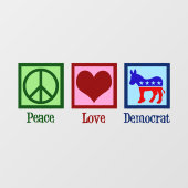 Peace Love Democraat Donkey Schattige Blue Raamsticker (Vel)