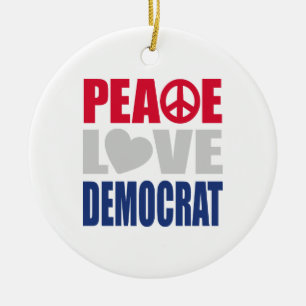 Peace Love Democraat Keramisch Ornament