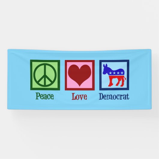 Peace Love Democraat Spandoek (Horizontaal)