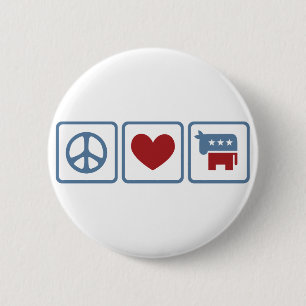Peace Love Democraten Ronde Button 5,7 Cm