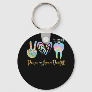 Peace Love Dental Dye Dye Heart Teeth Cute Dentist Sleutelhanger