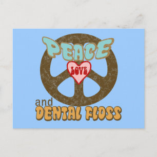 Peace Love Dental Floss  Briefkaart