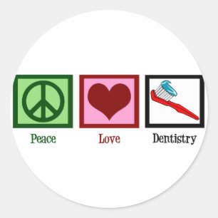 Peace Love Dentistry Ronde Sticker