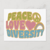 PEACE LOVE DIVERSITEIT aangepast briefkaart (Voorkant)