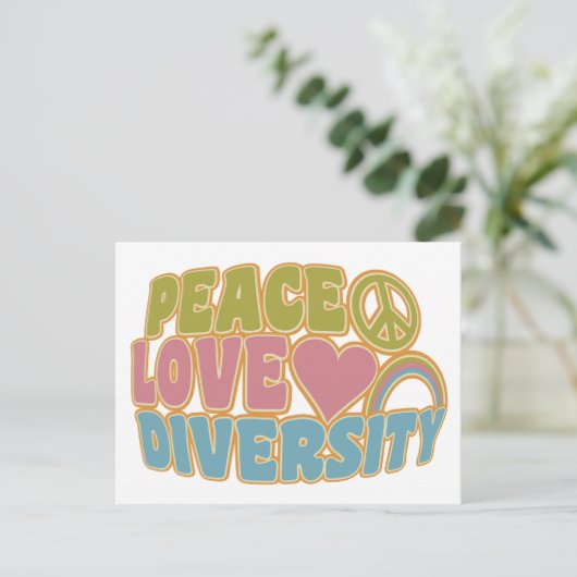 PEACE LOVE DIVERSITY carte postale personnalisée (Debout devant)