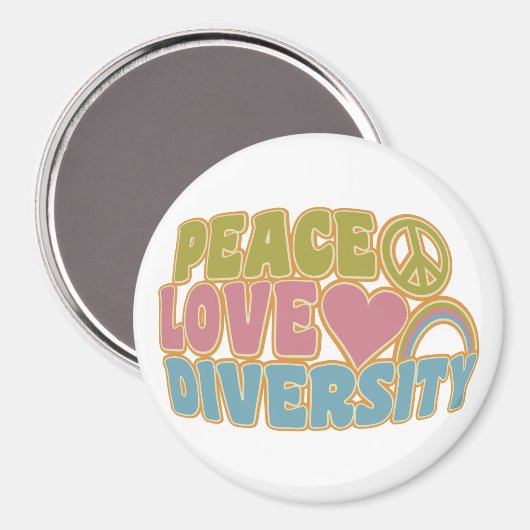 PEACE LOVE DIVERSITY-magneet Magneet (Voorkant / Achterkant)
