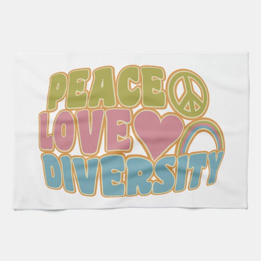 PEACE LOVE DIVERSITY serviettes de cuisine (Horizontal)