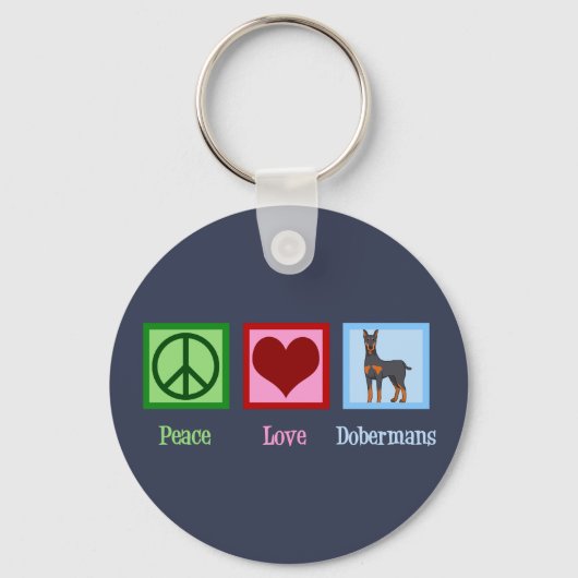 Peace Love Dobermans Sleutelhanger (Voorkant)