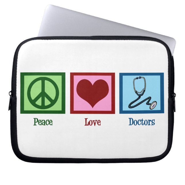 Peace Love Doctors Laptop Sleeve (Voorkant)