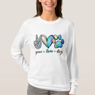 Peace Love Dogs Funny Paw Hondenliefhebber Puppy T-shirt