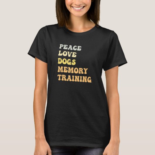 Peace Love Dogs Memory Training Retro T-shirt (Voorkant)