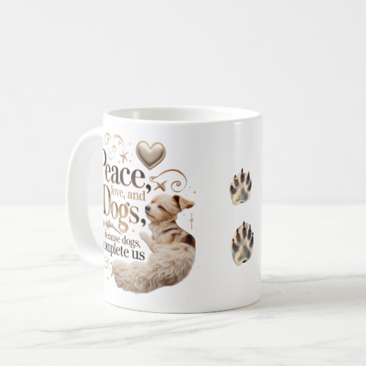 Peace, Love & Dogs Mug (Devant gauche)