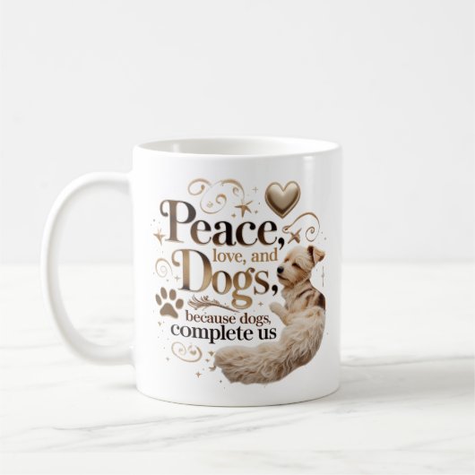 Peace, Love & Dogs Mug (Gauche)