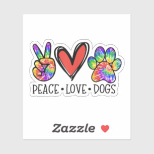 Peace Love Dogs Paws Tie Dye Rainbow Animal Rescue Sticker
