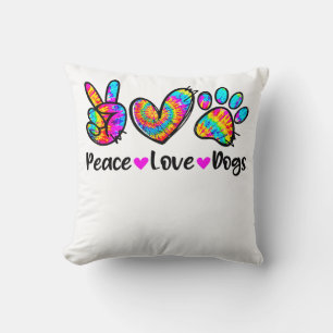Peace Love Dogs Tie Dye Dog Paw Mam Cute Mothe Kussen