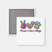 Peace Love Dogs Tie Dye Dog Paw Mam Cute Mothe Magneet (Voorkant / Achterkant)