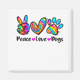 Peace Love Dogs Tie Dye Dog Paw Mam Cute Mothe Magneet