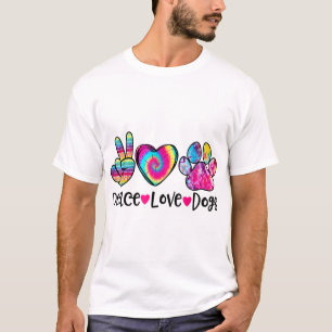 Peace Love Dogs Tie Dye Dog Paw Mam Mothers Da T-shirt