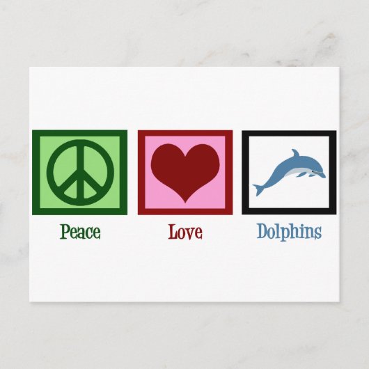 Peace Love Dolphins Briefkaart (Voorkant)