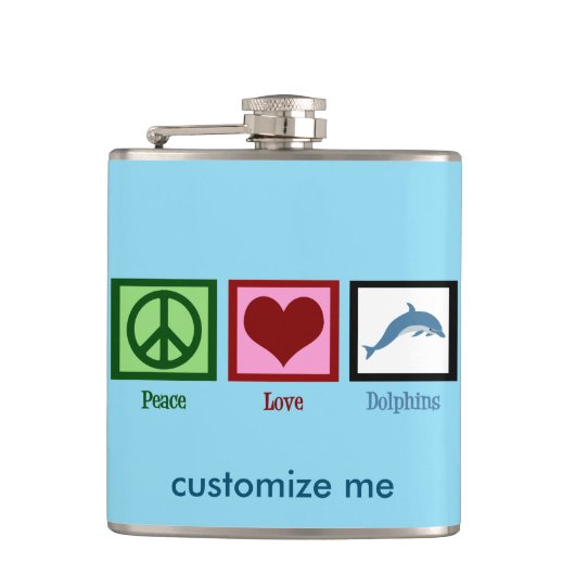 Peace Love Dolphins Custom Blue Heupfles (Voorkant)