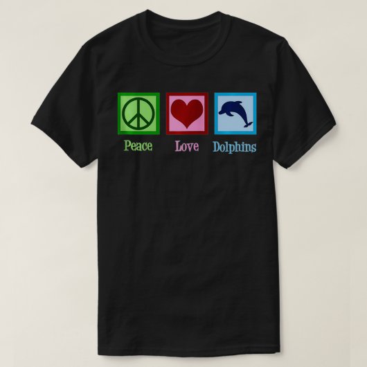 Peace Love Dolphins Cute Blue Dolphin Zip T-shirt (Design voorkant)