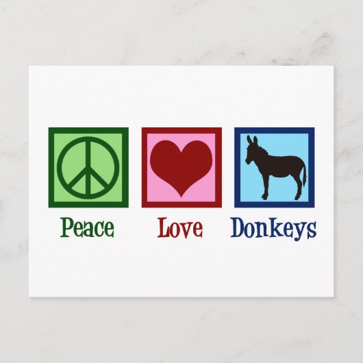 Peace Love Donkeys Briefkaart (Voorkant)