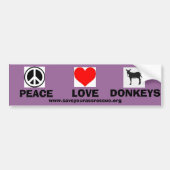 Peace Love Donkeys Bumpersticker (Voorkant)