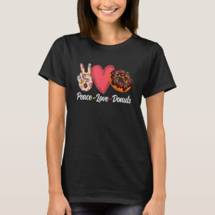 Peace Love Donuts Doughnut Mannen Women Boys Girl T-shirt