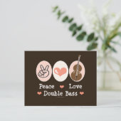 Peace Love Double Basse Carte postale (Debout devant)