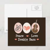 Peace Love Double Basse Carte postale (Devant / Derrière)