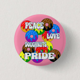 Peace Love Doughnuts Pride Sleutelhanger Ronde Button 3,2 Cm